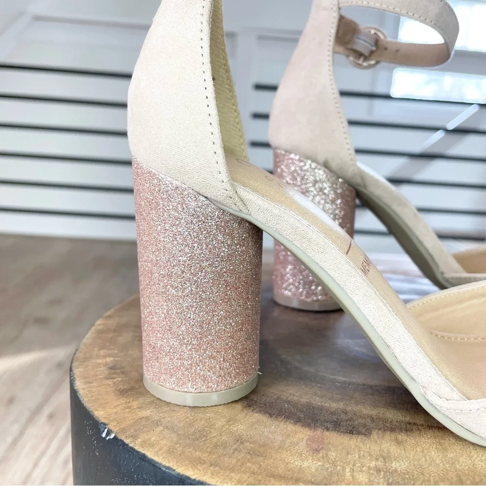 6.5 7 7.5 8 8.5 9 9.5 10 NWT Lauren Conrad gold tan beige cream chunky heels - Picture 4 of 8